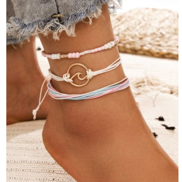 Jewelry - Beaded wave anklet set